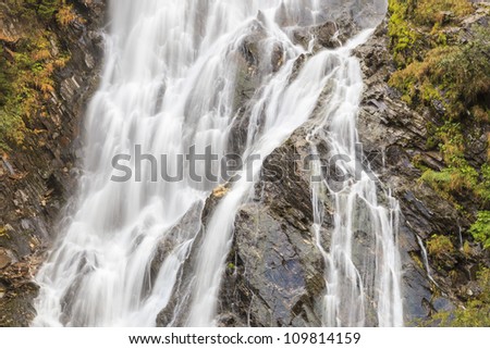 Waterfall flowing down the mountainside