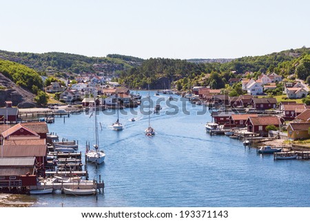View of of an old fishing village on the Swedish west coast