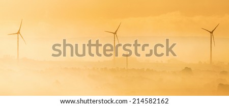 Wind turbines in the dawn light