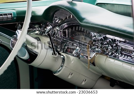 stock photo Interior from a old american car