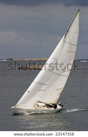 Windy sail on the sailboat