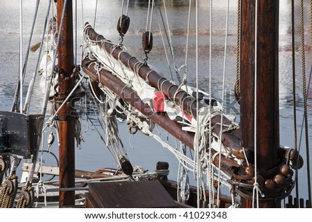 Ship mast on a old sailing ship