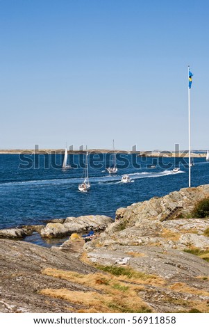 Swedish flag at the Bohuslandska archipelago