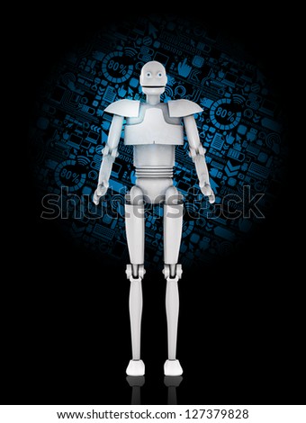 Robot on a black tech background
