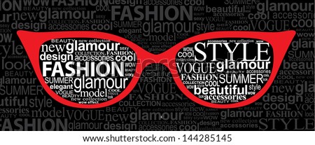 Fashion concept Sunglasses with elements of typography Fashion concept Sunglasses with elements of typography