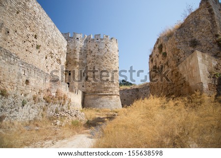The ditch between the outer and the inner wall of the old city of Rhodes. Greece