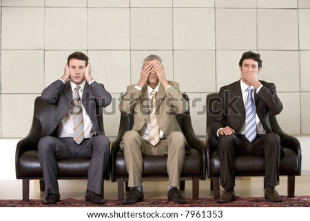 Three businessmen showing the concept 