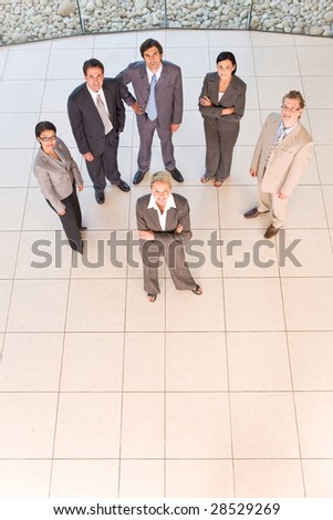 Business people standing on floor