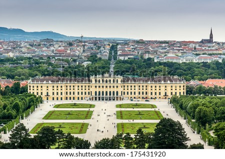 Beautiful View Of Famous Schonbrunn Palace With Great Parterre Garden In Vienna, Austria