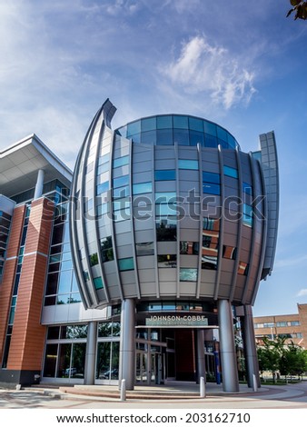 CALGARY, CANADA - JULY 2: SAIT Polytechnic school buildings on July 2, 2014 in Calgary, Alberta. SAIT is a technology and trade school and this image shows the Johnson-Cobbe Energy Centre.