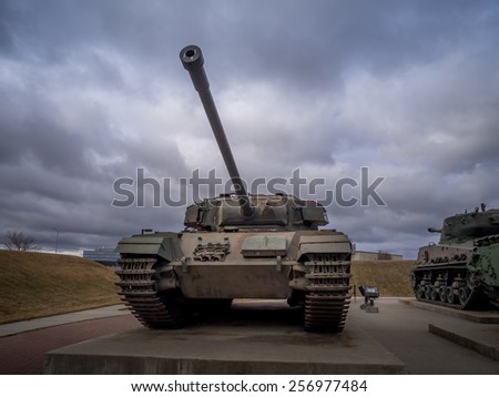 CALGARY, CANADA - FEB 20:  Exhibits outside the Military Museums on February 20, 2015 in Calgary, Alberta Canada. It is made of museums dedicated to representing Canada\'s navy, army, and air force.