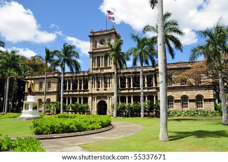Ali\'iolani Hale or House of the Heavenly King was designed as a palace and built in 1874. It was never used and now houses the Supreme Court of Hawaii.