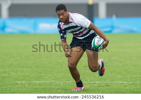 NANJING, CHINA-AUGUST 19: Vili Helu of USA in action during Day 3 match of 2014 Youth Olympic Games on August 19, 2014 in Nanjing, China.