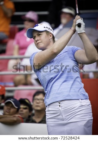 PATTAYA THAILAND - FEBRUARY 19: American golf player Brittany Lincicome in action during Day 3 of Honda LPGA Thailand 2011on February 19 at Siam Country Club Old Course in Pattaya, Thailand