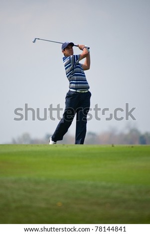 HUA HIN, THAILAND - JANUARY 8: Matteo Manassero of Italy thinks of his next move on day 2 of The Royal Trophy Europe VS Asia on January 8, 2011 at Black Mountain Golf Club in Hua Hin, Thailand