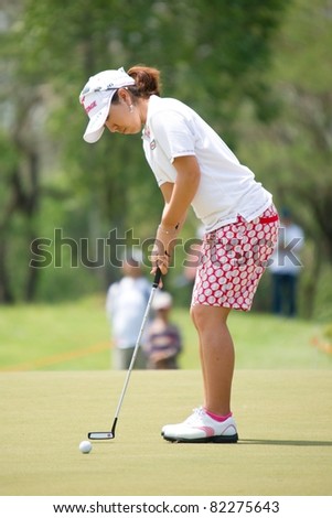 PATTAYA THAILAND - FEBRUARY 20: Japanese player Mika Miyazato in action during Day 4 of Honda LPGA Thailand 2011 on February 20, 2011 at Siam Country Club Old Course in Pattaya, Thailand