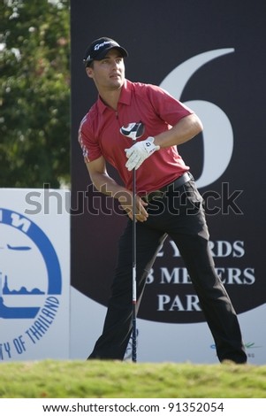 CHONBURI, THAILAND - DECEMBER 15: Ben Fox of USA in action during Day 1 of Thailand Golf Championship on December 15, 2011 at Amata Spring Country Club in Chonburi, Thailand