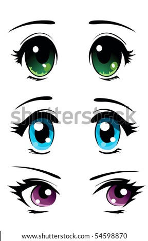  Vector Free on Set Of Cartoon Anime Eyes Stock Vector 54598870   Shutterstock