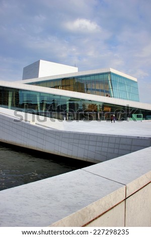 OSLO, NORWAY - MAY 21, 2014: National Oslo Opera House. Architecture style photography.