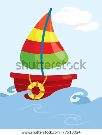  Fishing Boat on Stock Vector   Cartoon Fishing Boat On Open Sea Vector Illustration