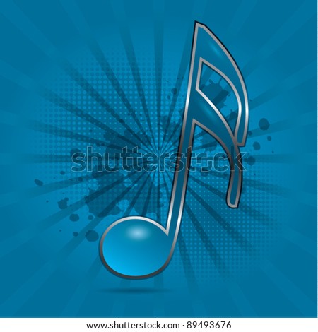 stock vector Musical note symbol blue dynamic background 