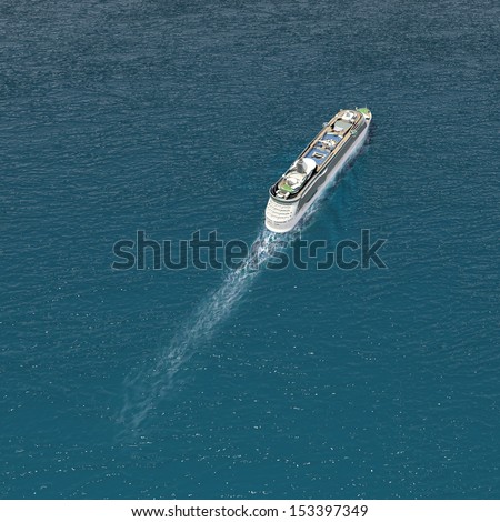 Cruise ship in the ocean 3D