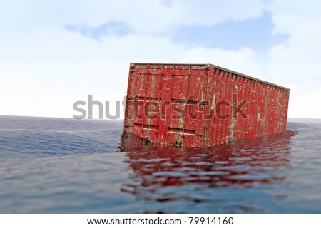 lost maritime freight container / lost container / It is estimated that each year about 10,000 containers fall into the sea