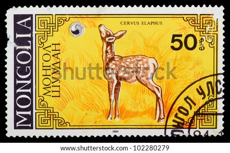 MONGOLIA - CIRCA 1984: A Stamp printed in MONGOLIA shows animal, series, circa 1984