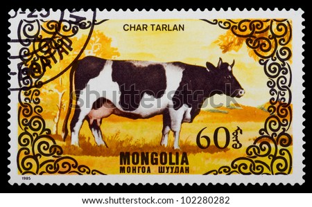 MONGOLIA - CIRCA 1985: A stamp printed in the MONGOLIA shows animal, circa 1985