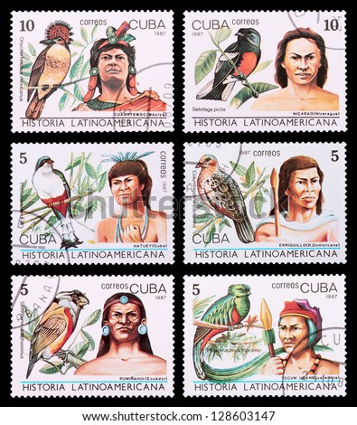 CUBA - CIRCA 1987: A set of postage stamps printed in CUBA shows Hispanic history, series, circa 1987