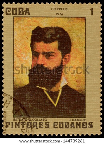 CUBA - CIRCA 1976: A stamp printed in the CUBA, shows a portrait of a man with black beard, circa 1976