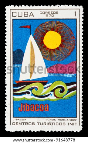 CUBA - CIRCA 1970: a stamp printed by CUBA shows Jibacoa, series tourist centers, circa 1970