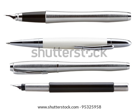 set of a business fountain pens isolated on white background