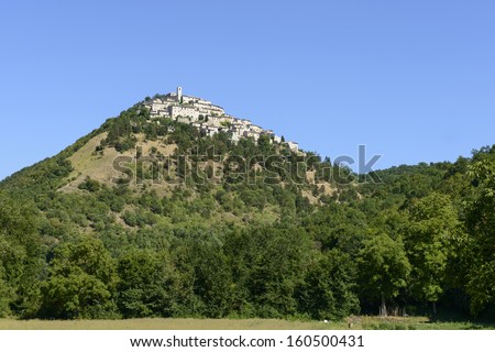 Labro view from west, Rieti; scenic view from the valley underneath  of one of the historic villages in the \