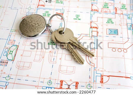 Home keys on architectural home plan