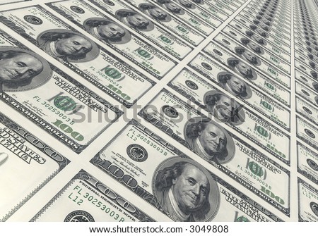 100 dollar notes printed on sheet.