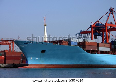 Container ship in harbour