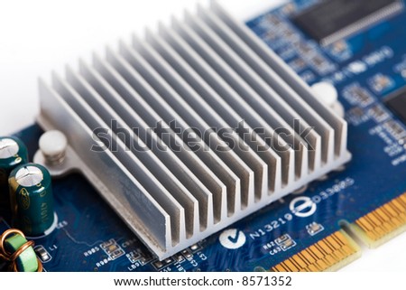Close up of computer video card heatsink.