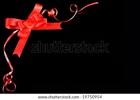 Red ribbon border on black background