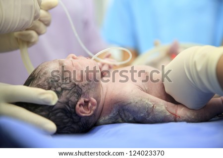 Newborn baby in labor room
