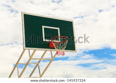 Basketball basket on blue sky