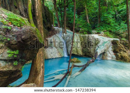 Deep forest Erawan Waterfall, Kanchanaburi, Thailand