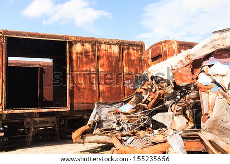 Steel rusting old decaying (rusting train bodies)