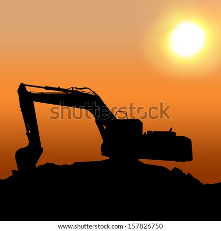 Silhouettes of Excavator