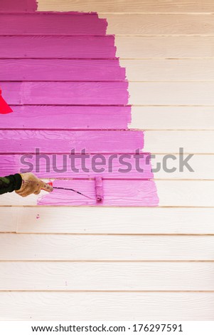 Pink color painting wall