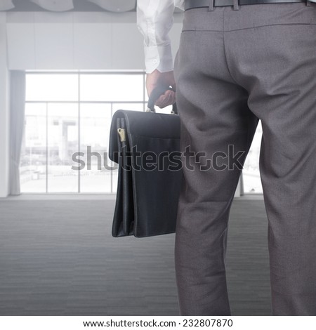 Cropped view of businessman holding a briefcase in the office
