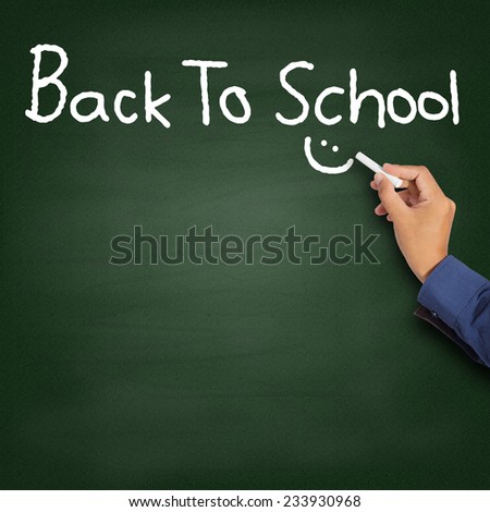 Hand writing Back To School on blackboard