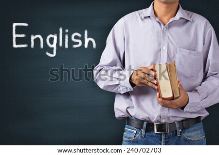 Teacher in classroom, education concept, Learning language - English