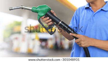Gas pump for refueling car on gas station