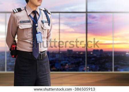 Security guard on modern office building